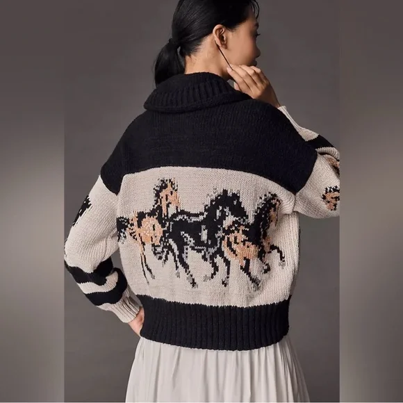 Anthropologie Pilcro Horse Graphic Cardigan Sweater - Picture 2 of 3